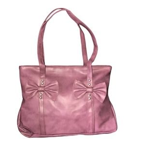 FAUX LEATHER MAUVE EMBELLISHED DESIGN WITH CHIC BOWS